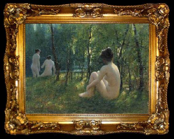 framed  Lionel Walden The Bathers, oil painting by Lionel Walden,, ta009-2